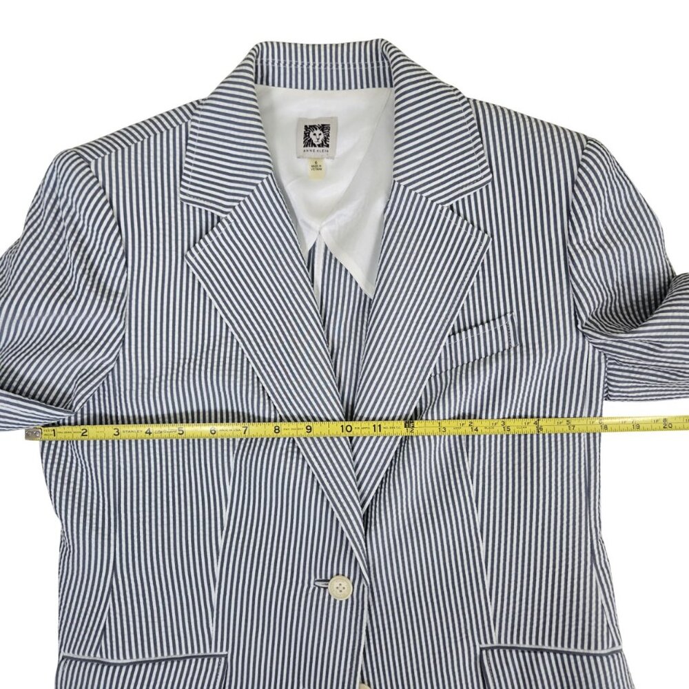 Classic Calvin Klein Blue White Seersucker Jacket 6 Lightweight Pockets Like New - Picture 9 of 12